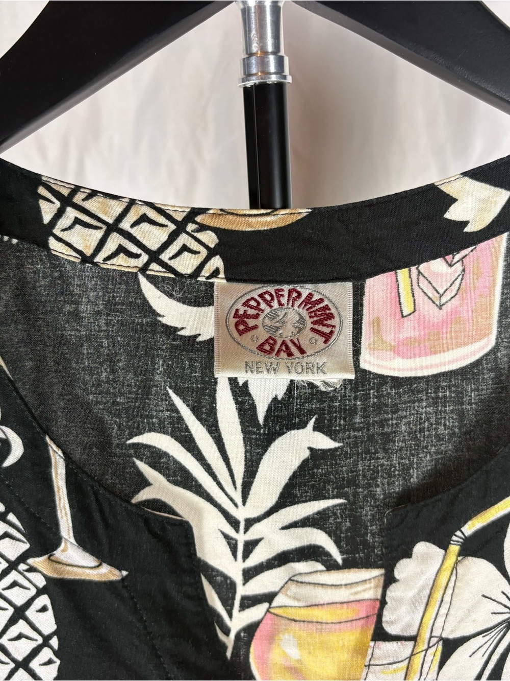 Peppermint Bay Tropical Cocktail Pineapple Midi Dress Black Resort - Picture 2 of 2